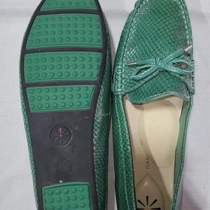 Ladies Green Reptile print Moccasin